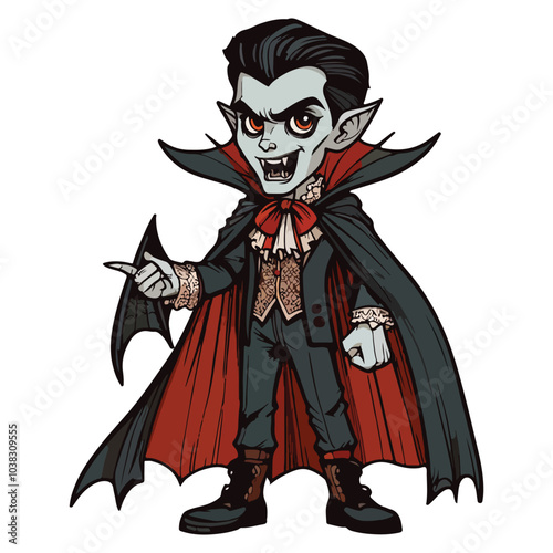 Happy Halloween Day cute vampire dracula spooky ghost, festival illustration elements for decoration, prints. Cartoon scary evil character