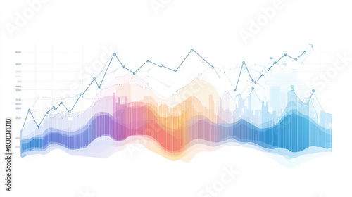 Abstract Data Visualization with Line Graphs and Colorful Gradient