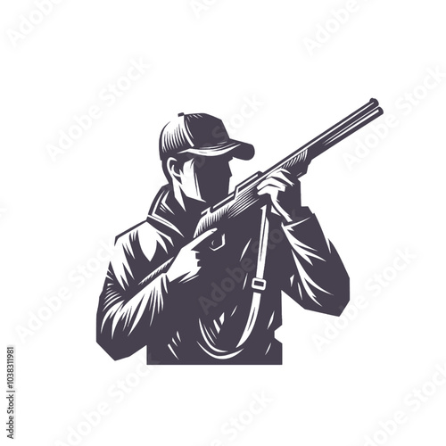 hunting monochrome vector illustration