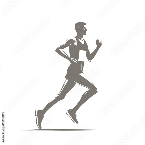 Marathon or sprint runner. Isolated vector illustration