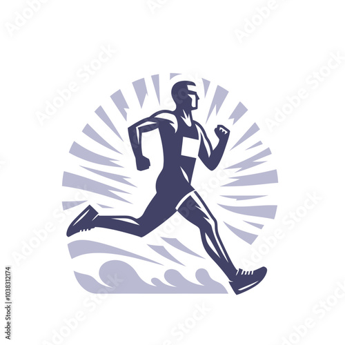 Marathon or sprint runner. Isolated vector illustration