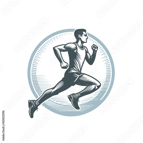 Marathon or sprint runner. Isolated vector illustration