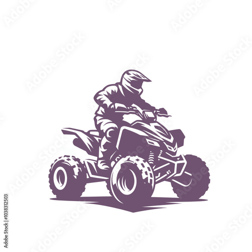Quad bike rider. Extreme sport vehicle modern vector isolated illustration