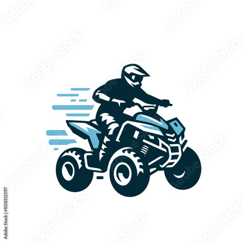 Quad bike rider. Extreme sport vehicle modern vector isolated illustration