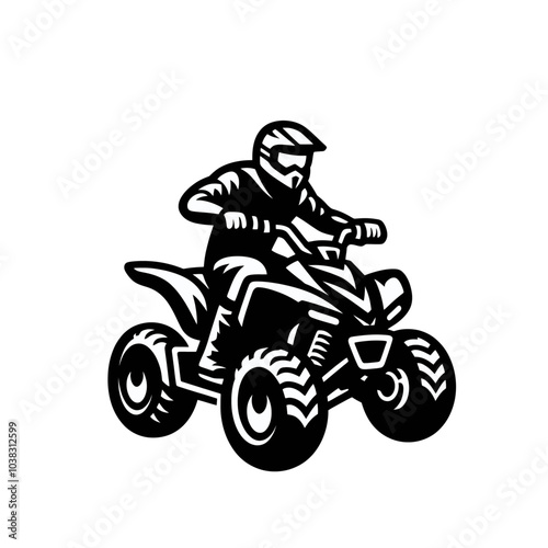 Quad bike rider. Extreme sport vehicle modern vector isolated illustration