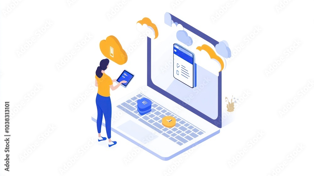 Cloud Computing and Data Security Illustration Cloud Computing and Data Security Illustration