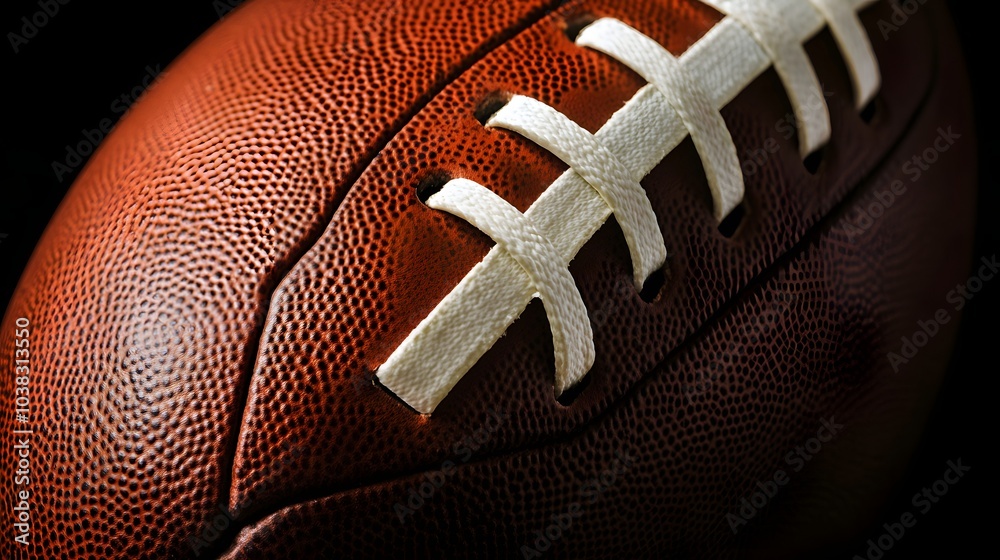 Close-up of a football's laces, ready for the big game. Close-up of a football's laces, ready for the big game.