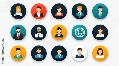 Comprehensive HR icon set in a circular layout. 