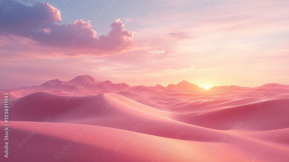 sunset over the desert with pink sky