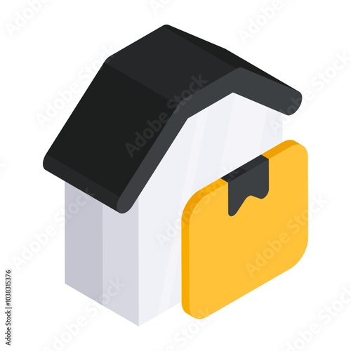 Flat design icon of warehouse

