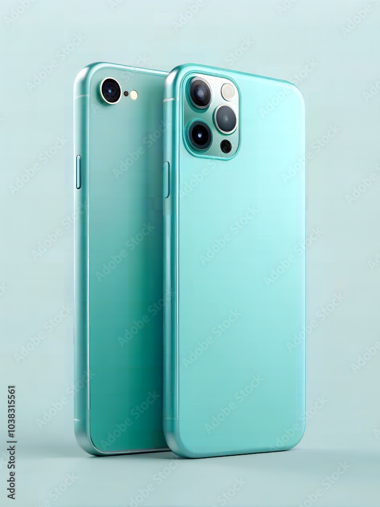 A sleek mockup of the smartphone in Turquoise color with soft Turquoise background A sleek mockup of the smartphone in Turquoise color with soft Turquoise background