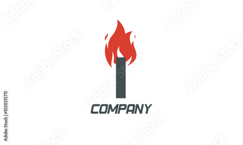 fire flames I red letter alphabet logo icon design with LIGHT BLACK color for business and company