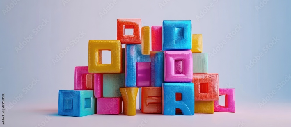 Colorful toy blocks spelling Colorful toy blocks spelling