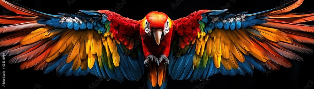 Obraz premium Close-Up of Vibrant Parrot Wings in Colorful Display