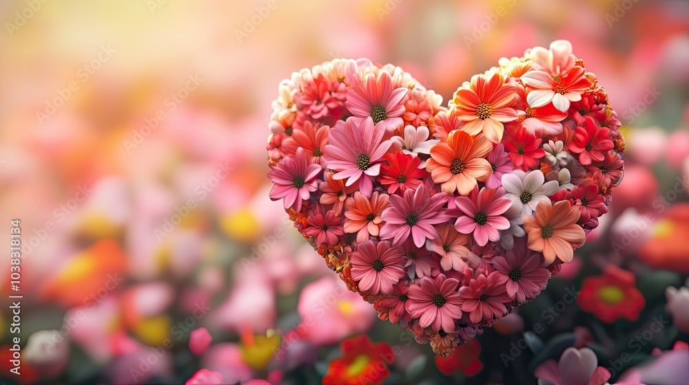 A Heart-Shaped Arrangement of Pink and Orange Flowers A Heart-Shaped Arrangement of Pink and Orange Flowers