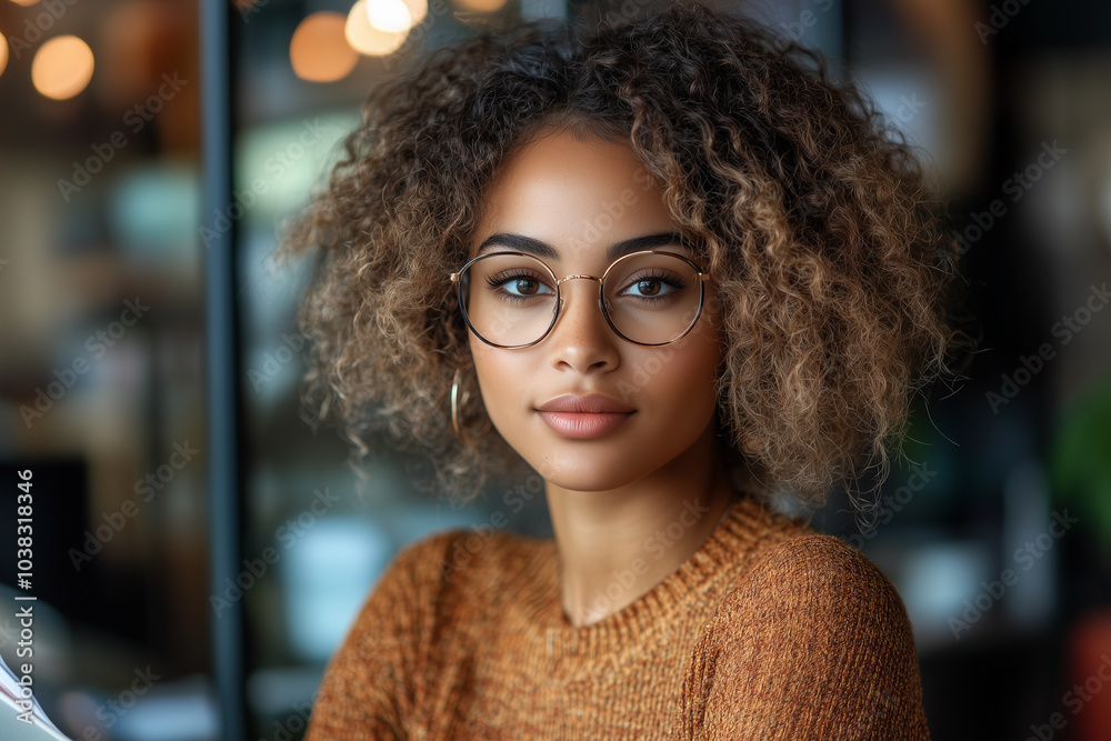A woman with curly hair.