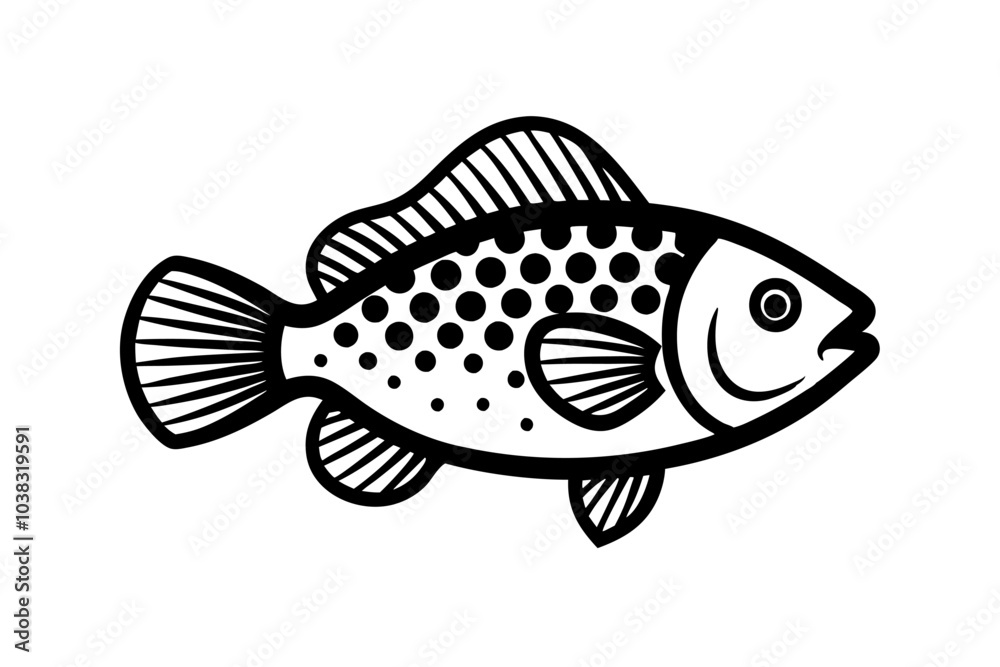 Fototapeta premium Creative Cute Fish line art vector design with a white background 