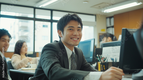 オフィスで働く若い男性会社員