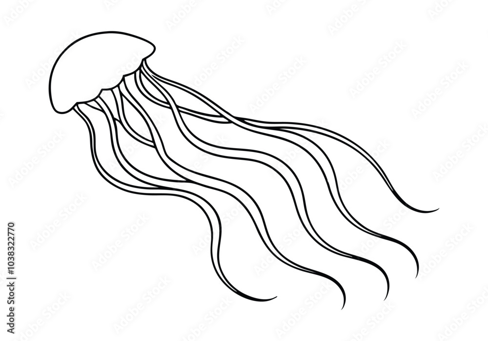 One Line Drawing of a Jellyfish – Abstract Ocean Life Vector One Line Drawing of a Jellyfish – Abstract Ocean Life Vector