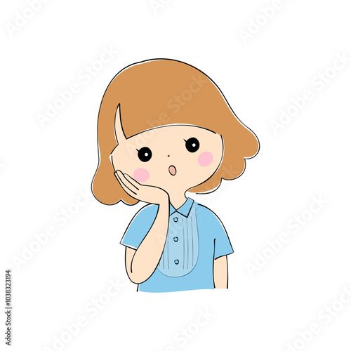 若い女性　表情バリエーション_肌色　ペン画風