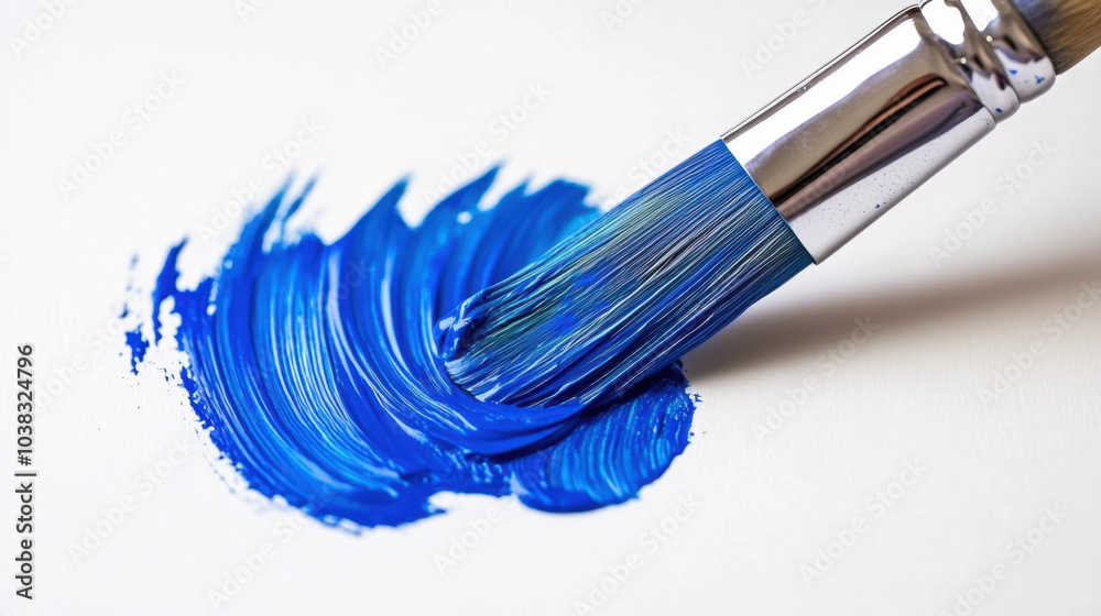 Blue Paint Dripping Down a White Wall Blue Paint Dripping Down a White Wall