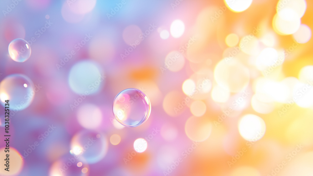 Bubbles float gracefully against dreamy, colorful background filled with soft bokeh lights, creating whimsical and enchanting atmosphere Bubbles float gracefully against dreamy, colorful background filled with soft bokeh lights, creating whimsical and enchanting atmosphere