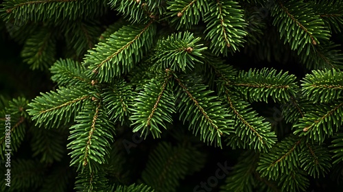 Close-Up of Lush Green Pine Tree Branches