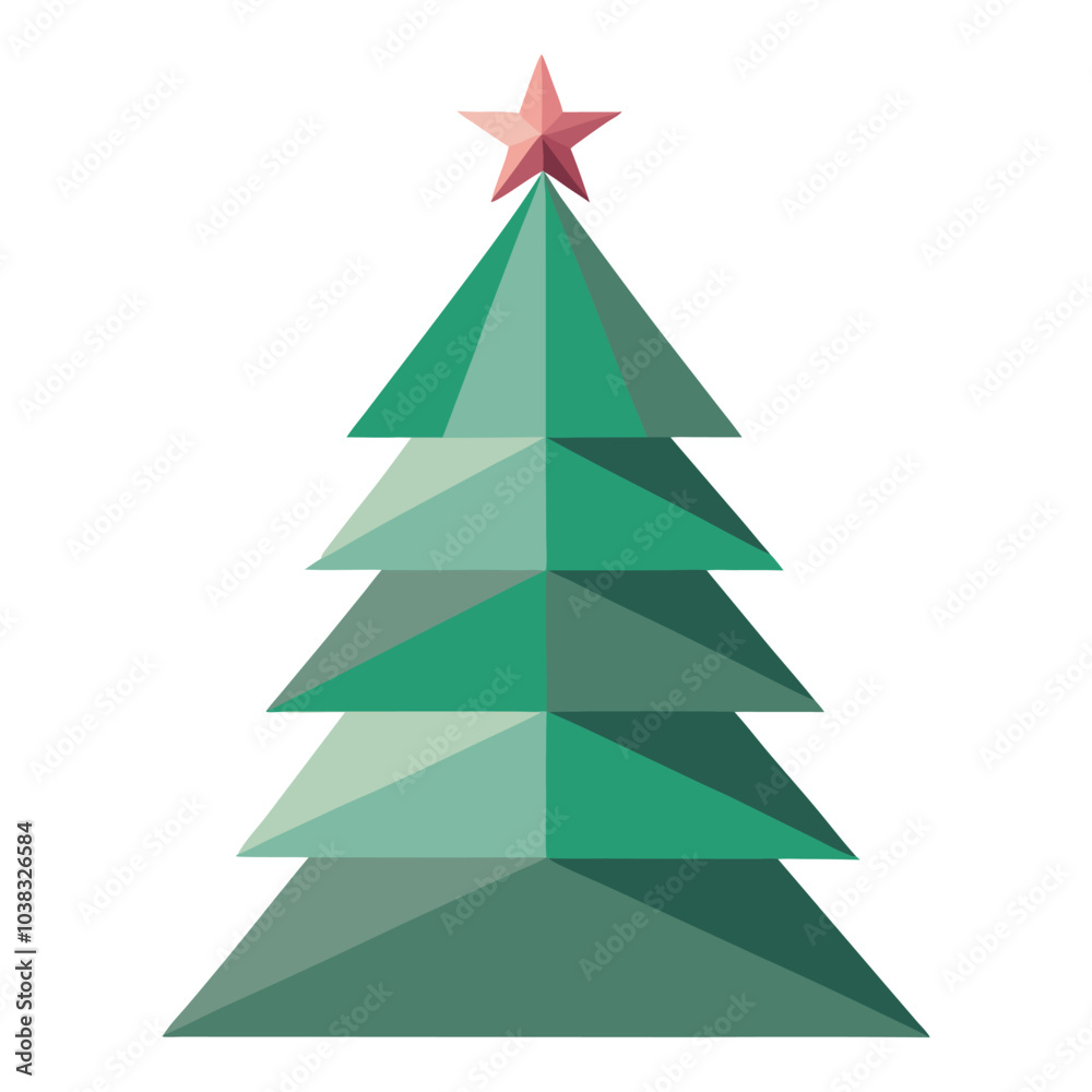 Christmas geometric tree, holiday illustration Christmas geometric tree, holiday illustration