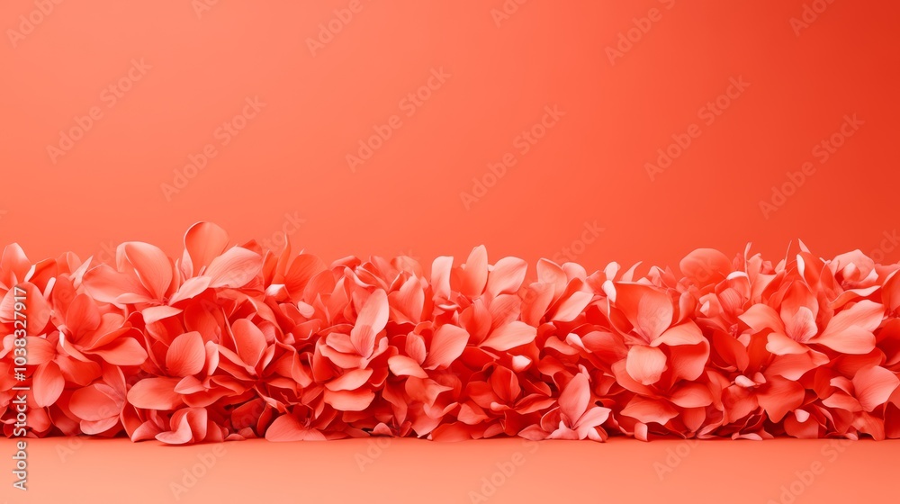 Fototapeta premium Vibrant pink flowers on a coral background, perfect for decorative use.