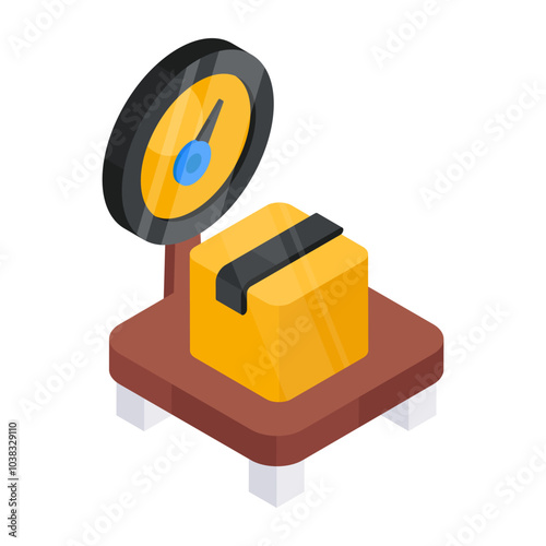 Conceptual flat design icon of parcel weighing

