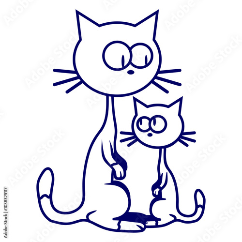 Cat Family Mom Dad Child Father Mother Cute Isolated Vector Graphic Design Illustration
