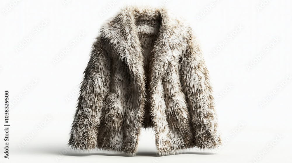 Elegant Faux Fur Jacket on Display Elegant Faux Fur Jacket on Display