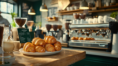 Cozy Café with Fresh Croissants