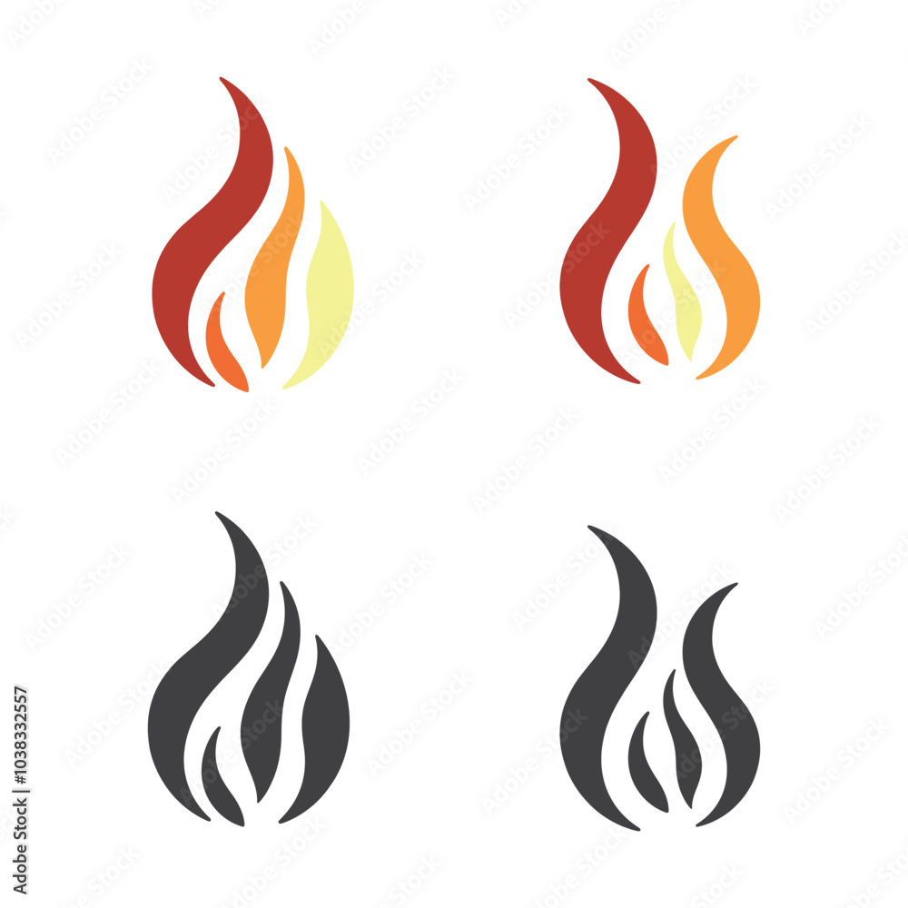 Fire icons set. Fire symbol set. Vector illustration. Fire icons set. Fire symbol set. Vector illustration.