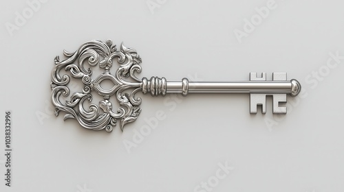 Ornate Silver Key with Elegant Design