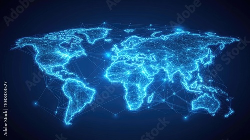 Global social media network, Digital world map with users worldwide connections