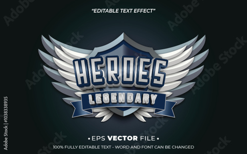 heroes legendary text effect editable vector 3d for game 