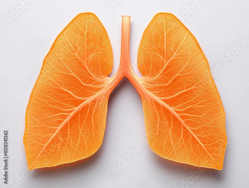 orange lung anatomy model showing bronchial tree structure on white background medical healthcare concept photo