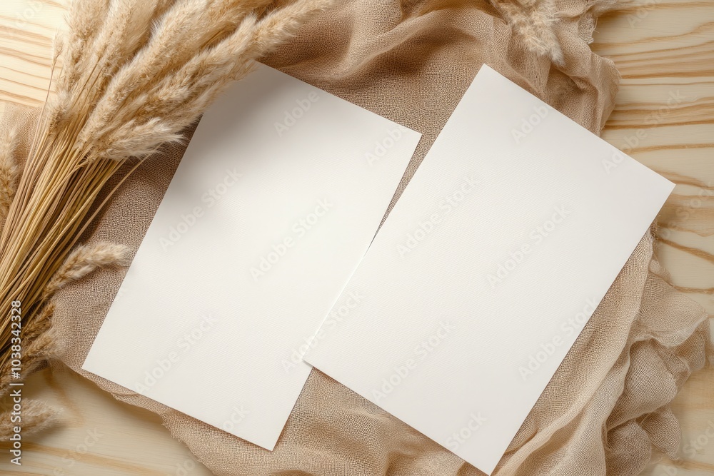 Clean Boho Style Wedding Invitation Mockup Clean Boho Style Wedding Invitation Mockup