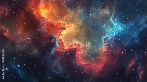 A vibrant and colorful depiction of a celestial nebulaA vibrant and colorful depiction of a celestial nebula