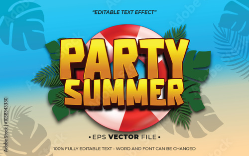 party summer text effect editable vector 3d 