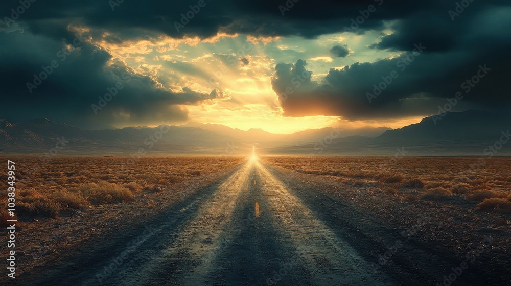 Vast Desert Highway Leading Towards Infinite Possibilities Vast Desert Highway Leading Towards Infinite Possibilities