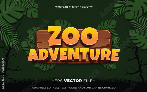 adventure zoo text effect editable vector 3d