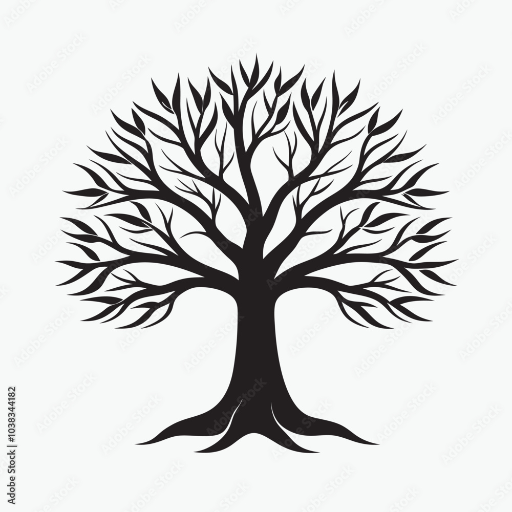 Obraz premium Elegant Tree Silhouette Vector Illustration for Nature, Decor, and Art Designs