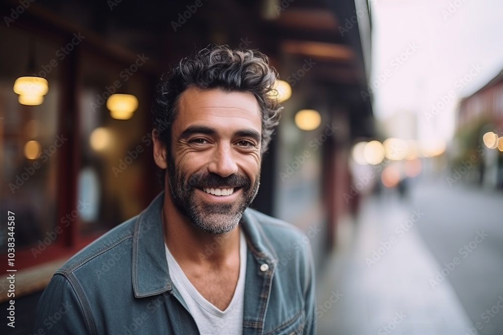 Portrait of a handsome middle-aged man smiling in the city. Portrait of a handsome middle-aged man smiling in the city.