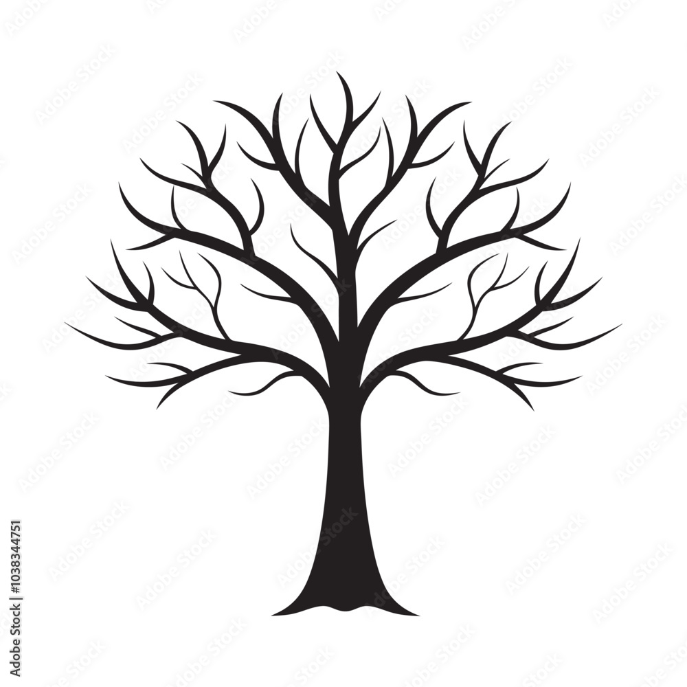 Obraz premium Elegant Tree Silhouette Vector Illustration for Nature, Decor, and Art Designs