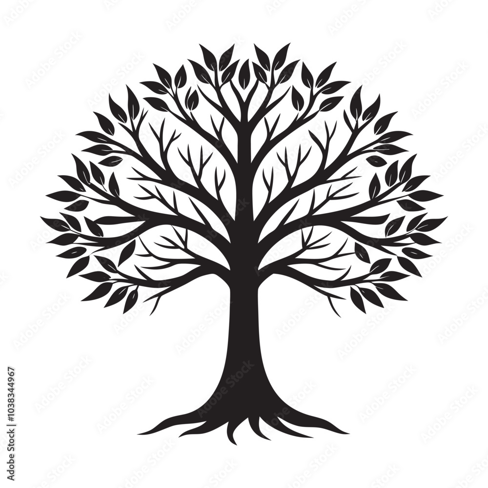 Obraz premium Elegant Tree Silhouette Vector Illustration for Nature, Decor, and Art Designs