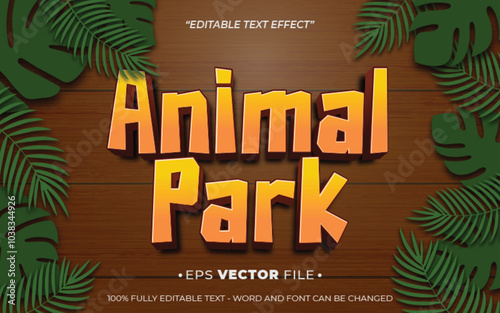 animal park text effect editable vector 3d 