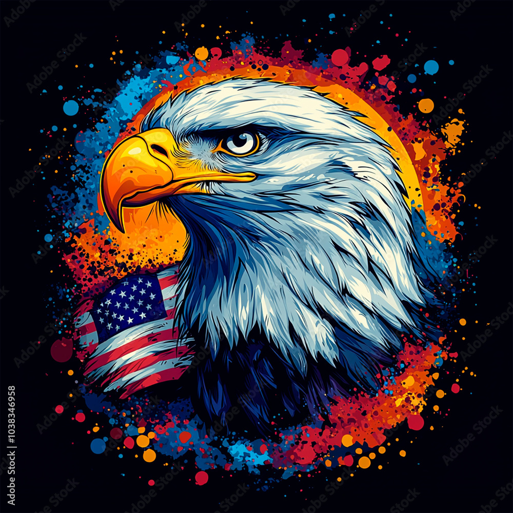Fototapeta premium Bald eagle illustration for t-shirt design