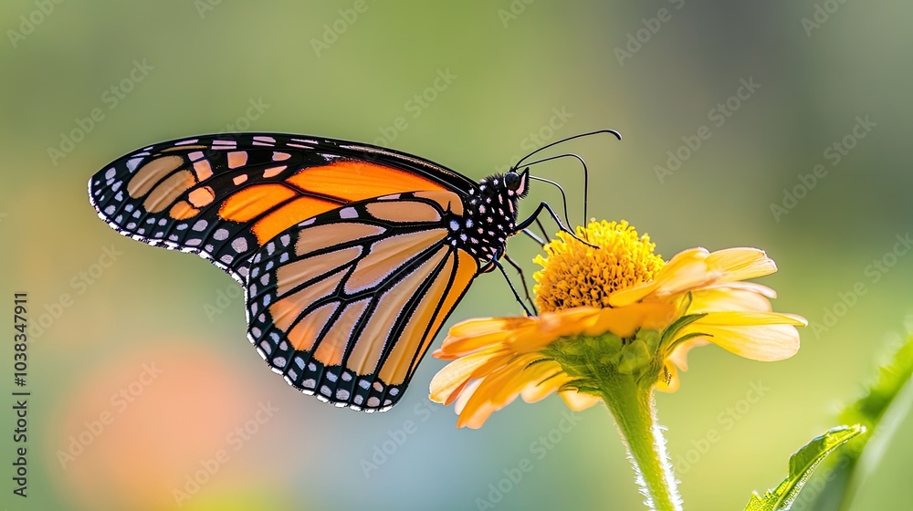 Vibrant Monarch Butterfly on a Bright Yellow Flower Vibrant Monarch Butterfly on a Bright Yellow Flower